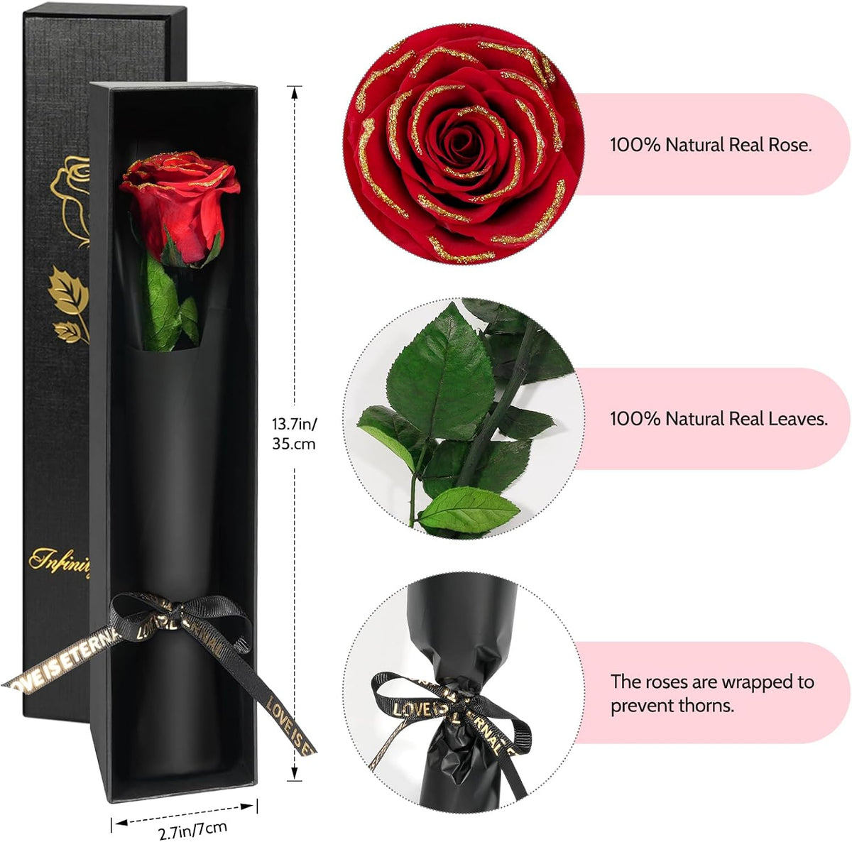 Preserved Flowers Rose Gifts for Women Mom, Mothers Day Rose Flower Gifts for Moms,Forever Real Flowers Mom Birthday Grandma Gifts, Valentines Day Gift for Her Girlfriend Wife Anniversary(Red)