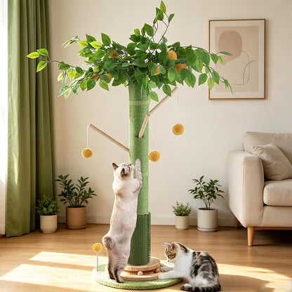 46" Tall Cat Scratching Post, Natural Sisal Cat Tree for Indoor Adult Cats