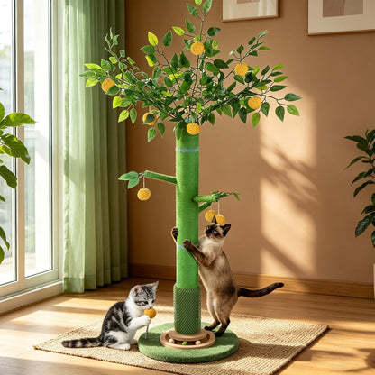 46" Tall Cat Scratching Post, Natural Sisal Cat Tree for Indoor Adult Cats