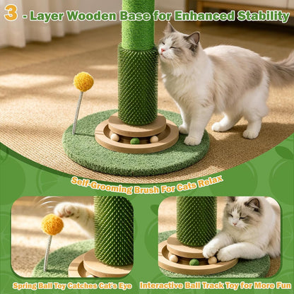 46" Tall Cat Scratching Post, Natural Sisal Cat Tree for Indoor Adult Cats