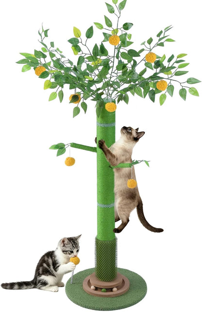 46" Tall Cat Scratching Post, Natural Sisal Cat Tree for Indoor Adult Cats