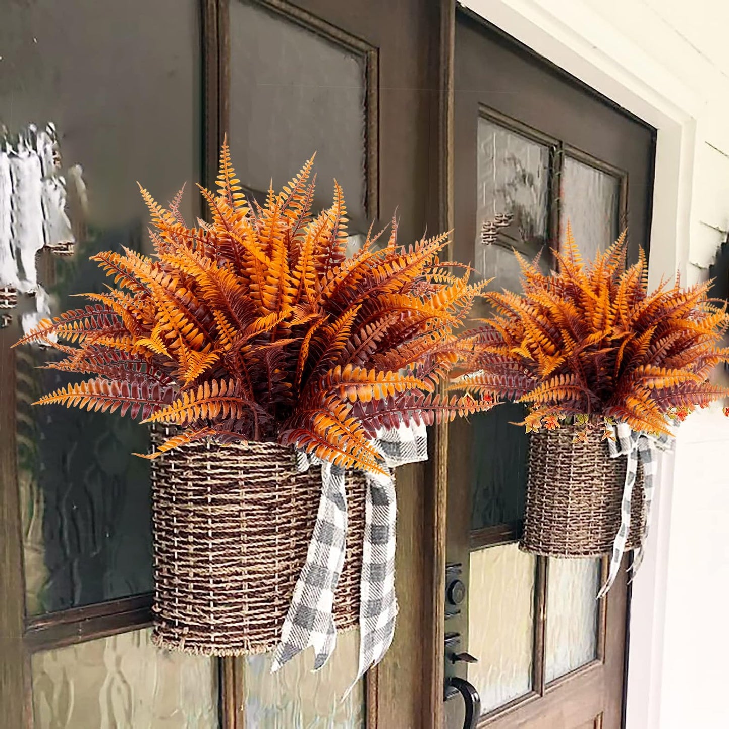 Artificial Plants Flowers Outdoors, UV, Fake Tropical Plants, 8 Pcs | red, artificial grass plants outdoor, tall, uv resistant