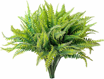 Artificial Plants Flowers Outdoors, UV, Fake Tropical Plants, 8 Pcs | red, artificial grass plants outdoor, tall, uv resistant