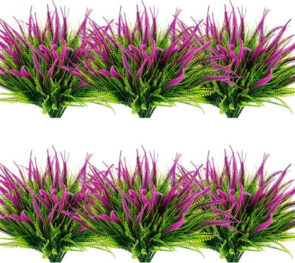 Artificial Plants Flowers Outdoors, UV, Fake Tropical Plants, 8 Pcs | red, artificial grass plants outdoor, tall, uv resistant