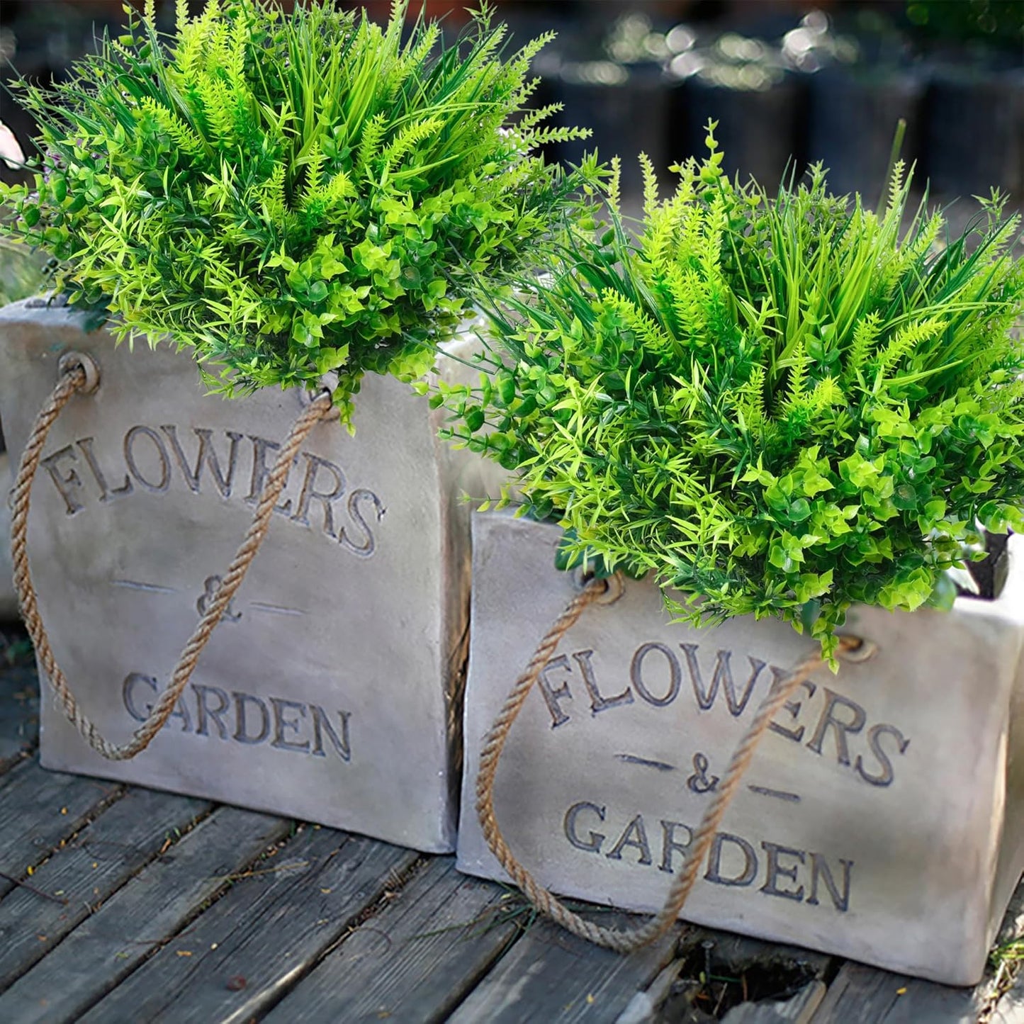 Artificial Plants Flowers Outdoors, UV, Fake Tropical Plants, 8 Pcs | red, artificial grass plants outdoor, tall, uv resistant