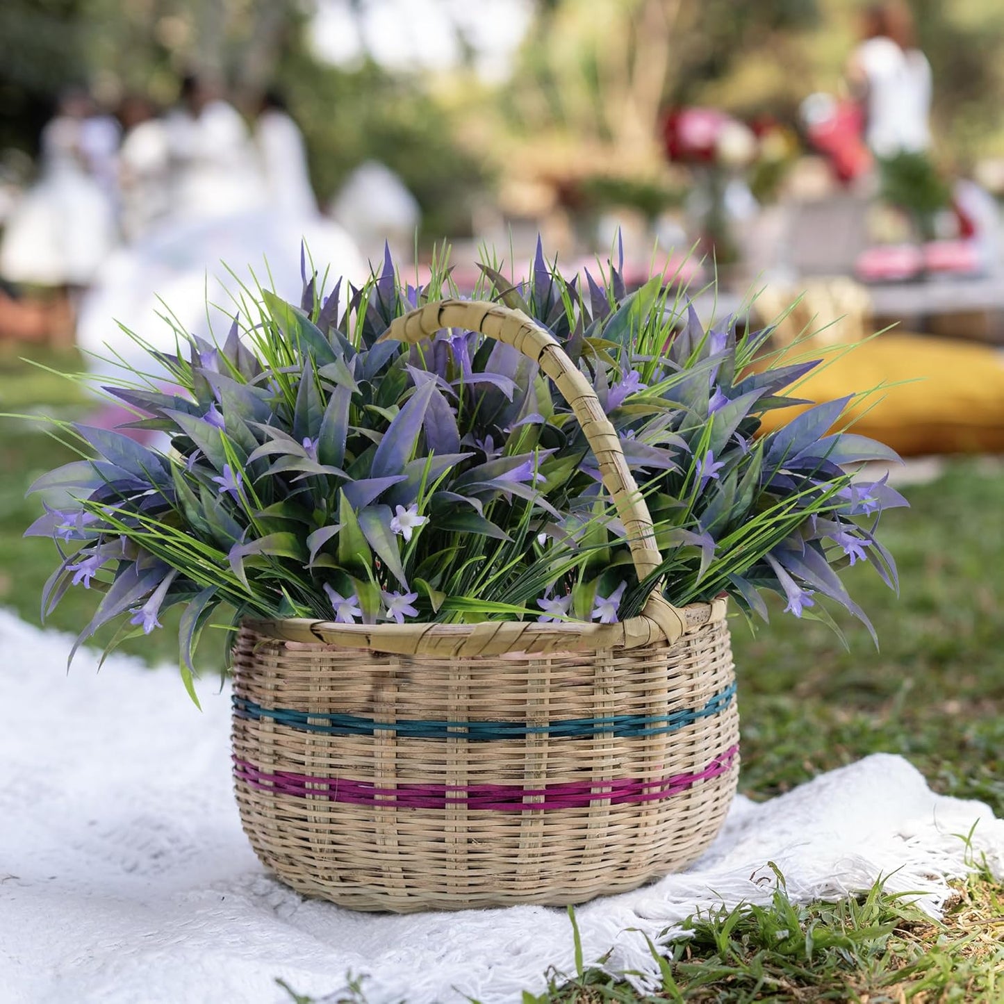 Artificial Plants Flowers Outdoors, UV, Fake Tropical Plants, 8 Pcs | red, artificial grass plants outdoor, tall, uv resistant