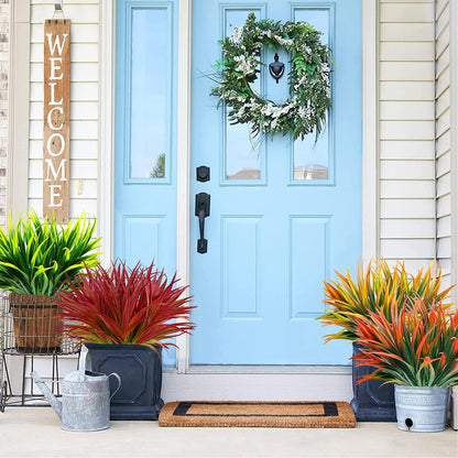 Artificial Plants Flowers Outdoors, UV, Fake Tropical Plants, 8 Pcs | red, artificial grass plants outdoor, tall, uv resistant