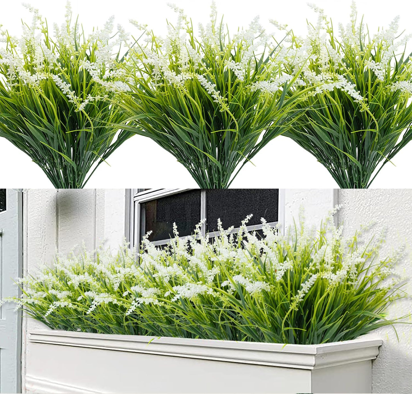 Artificial Plants Flowers Outdoors, UV, Fake Tropical Plants, 8 Pcs | red, artificial grass plants outdoor, tall, uv resistant