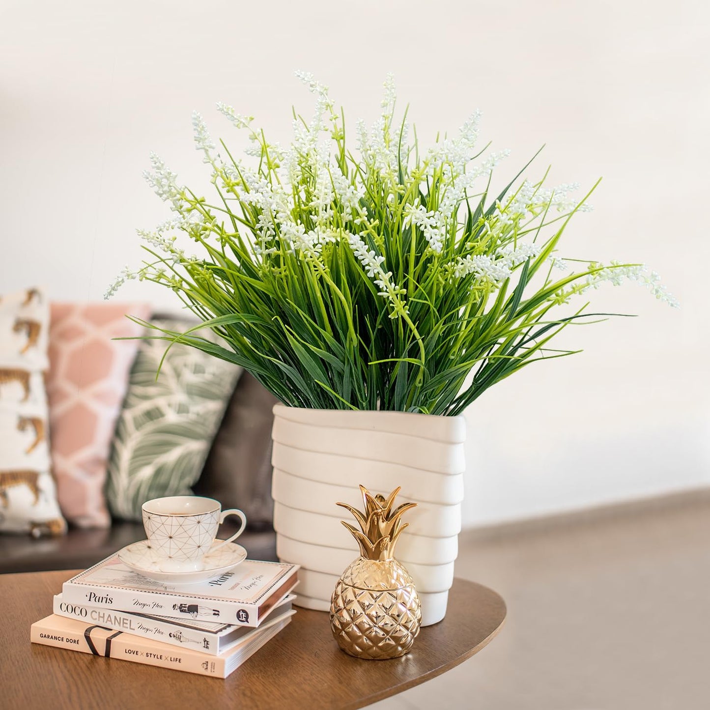 Artificial Plants Flowers Outdoors, UV, Fake Tropical Plants, 8 Pcs | red, artificial grass plants outdoor, tall, uv resistant