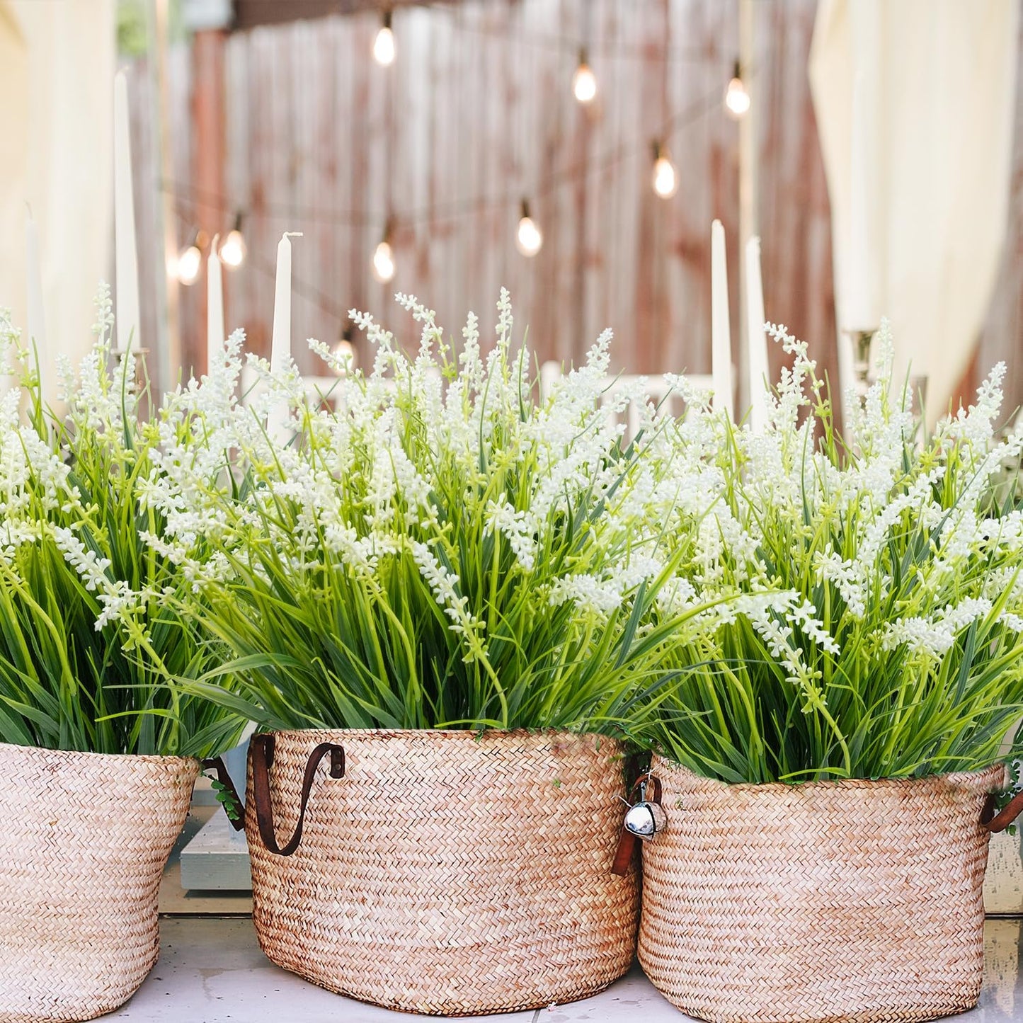 Artificial Plants Flowers Outdoors, UV, Fake Tropical Plants, 8 Pcs | red, artificial grass plants outdoor, tall, uv resistant
