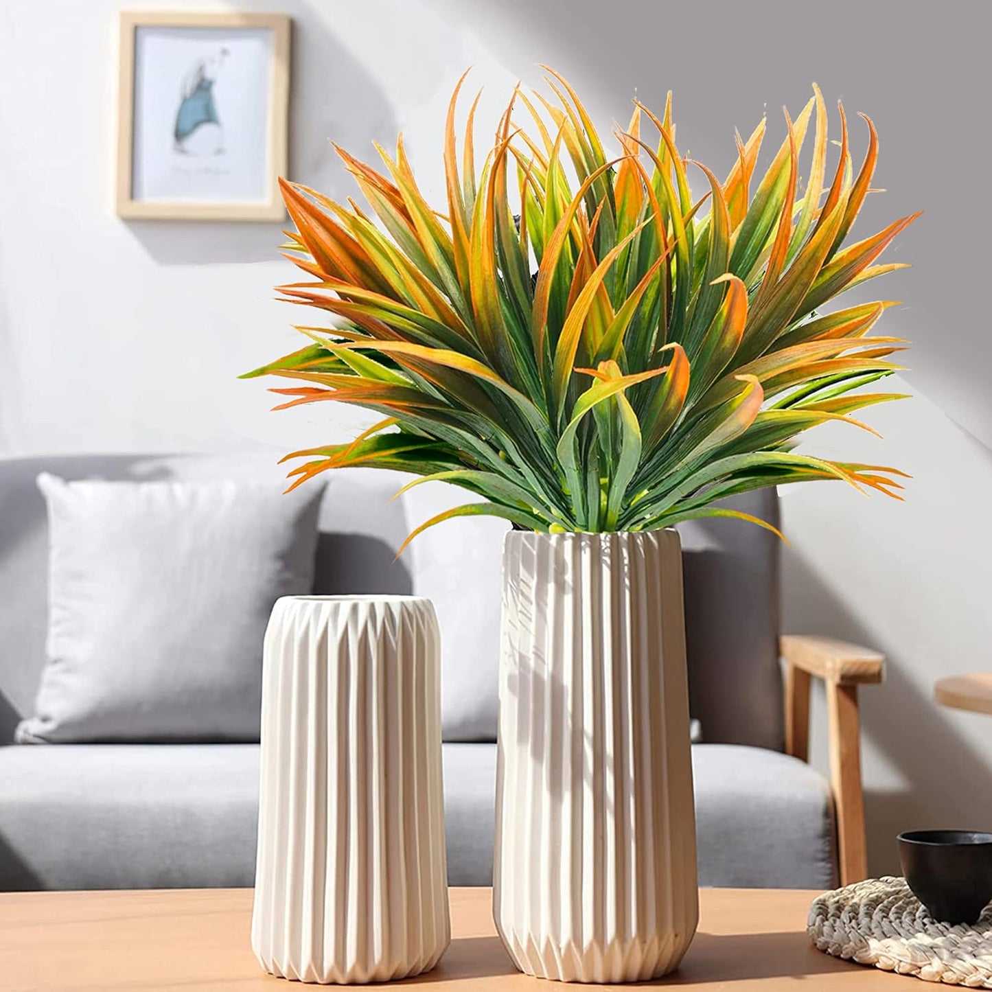 Artificial Plants Flowers Outdoors, UV, Fake Tropical Plants, 8 Pcs | red, artificial grass plants outdoor, tall, uv resistant