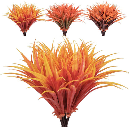 Artificial Plants Flowers Outdoors, UV, Fake Tropical Plants, 8 Pcs | red, artificial grass plants outdoor, tall, uv resistant