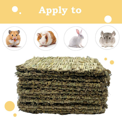 Rabbit Grass Mats,Bunny Grass Mat,Woven Straw Mat Bed Rabbits Hay Mat Sleeping Bunny Natural Handcrafted Woven Bed Nesting and Toys for Guinea Pig Hamster Chinchilla Squirrel(6 PCS)