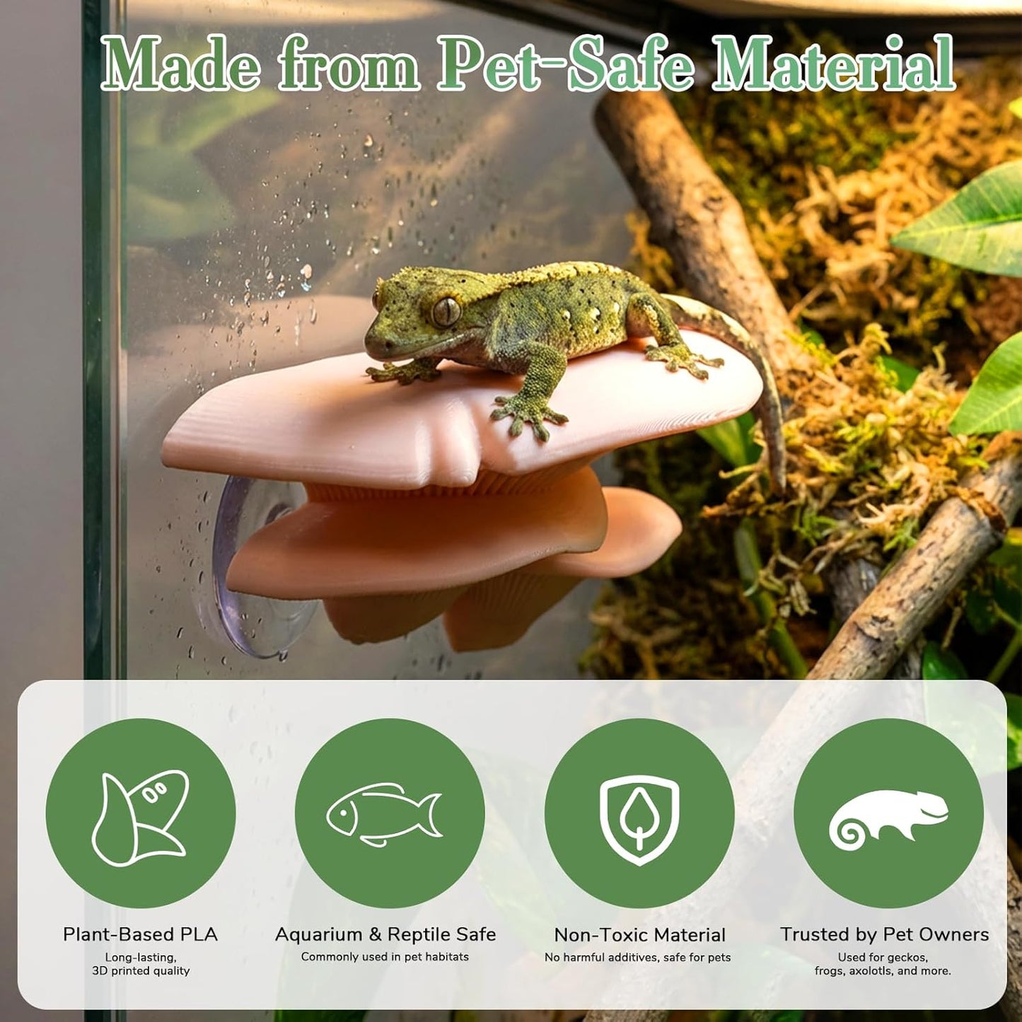 Mushroom Decor Climbing Hold Kit Realistic Terrarium Plants Jumping Spider Habitat Enclosure Decorate Accessories for Leopard Geckos Crested Geckos Tree Frogs Small Lizards