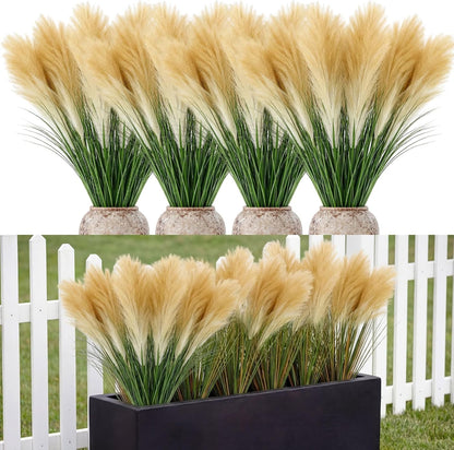 10 Pcs Artificial Lavender Outdoor 31.5" Tall Faux Flowers Grass Stems UV Resistant Fake Outdoor Plants for Porch Planter Garden Patio Front Door Home Wedding Decor