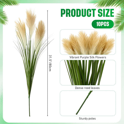 10 Pcs Artificial Lavender Outdoor 31.5" Tall Faux Flowers Grass Stems UV Resistant Fake Outdoor Plants for Porch Planter Garden Patio Front Door Home Wedding Decor