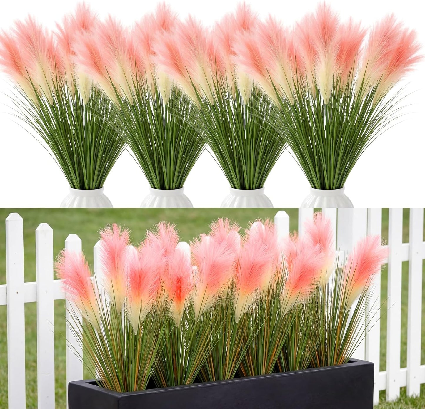 10 Pcs Artificial Lavender Outdoor 31.5" Tall Faux Flowers Grass Stems UV Resistant Fake Outdoor Plants for Porch Planter Garden Patio Front Door Home Wedding Decor