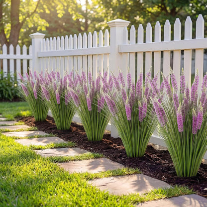 10 Pcs Artificial Lavender Outdoor 31.5" Tall Faux Flowers Grass Stems UV Resistant Fake Outdoor Plants for Porch Planter Garden Patio Front Door Home Wedding Decor