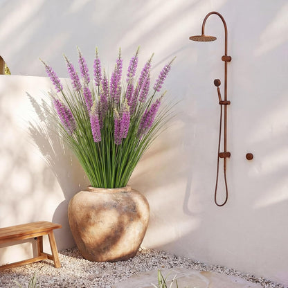 10 Pcs Artificial Lavender Outdoor 31.5" Tall Faux Flowers Grass Stems UV Resistant Fake Outdoor Plants for Porch Planter Garden Patio Front Door Home Wedding Decor
