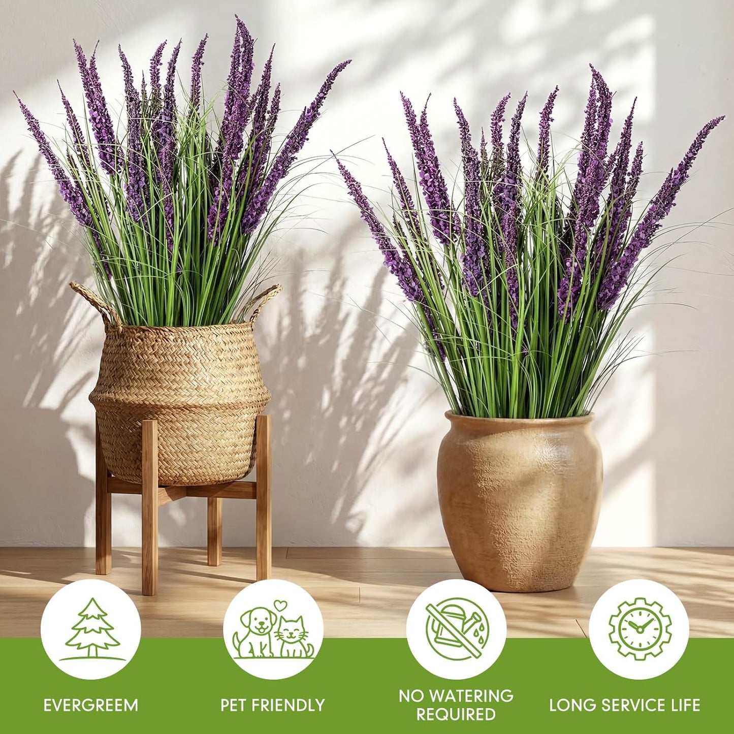 10 Pcs Artificial Lavender Outdoor 31.5" Tall Faux Flowers Grass Stems UV Resistant Fake Outdoor Plants for Porch Planter Garden Patio Front Door Home Wedding Decor