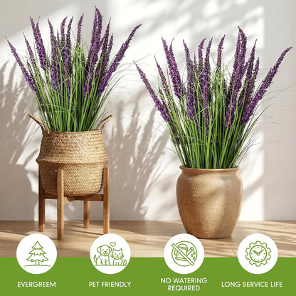 10 Pcs Artificial Lavender Outdoor 31.5" Tall Faux Flowers Grass Stems UV Resistant Fake Outdoor Plants for Porch Planter Garden Patio Front Door Home Wedding Decor