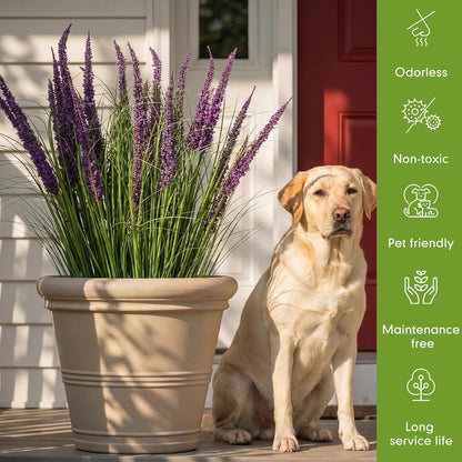 10 Pcs Artificial Lavender Outdoor 31.5" Tall Faux Flowers Grass Stems UV Resistant Fake Outdoor Plants for Porch Planter Garden Patio Front Door Home Wedding Decor