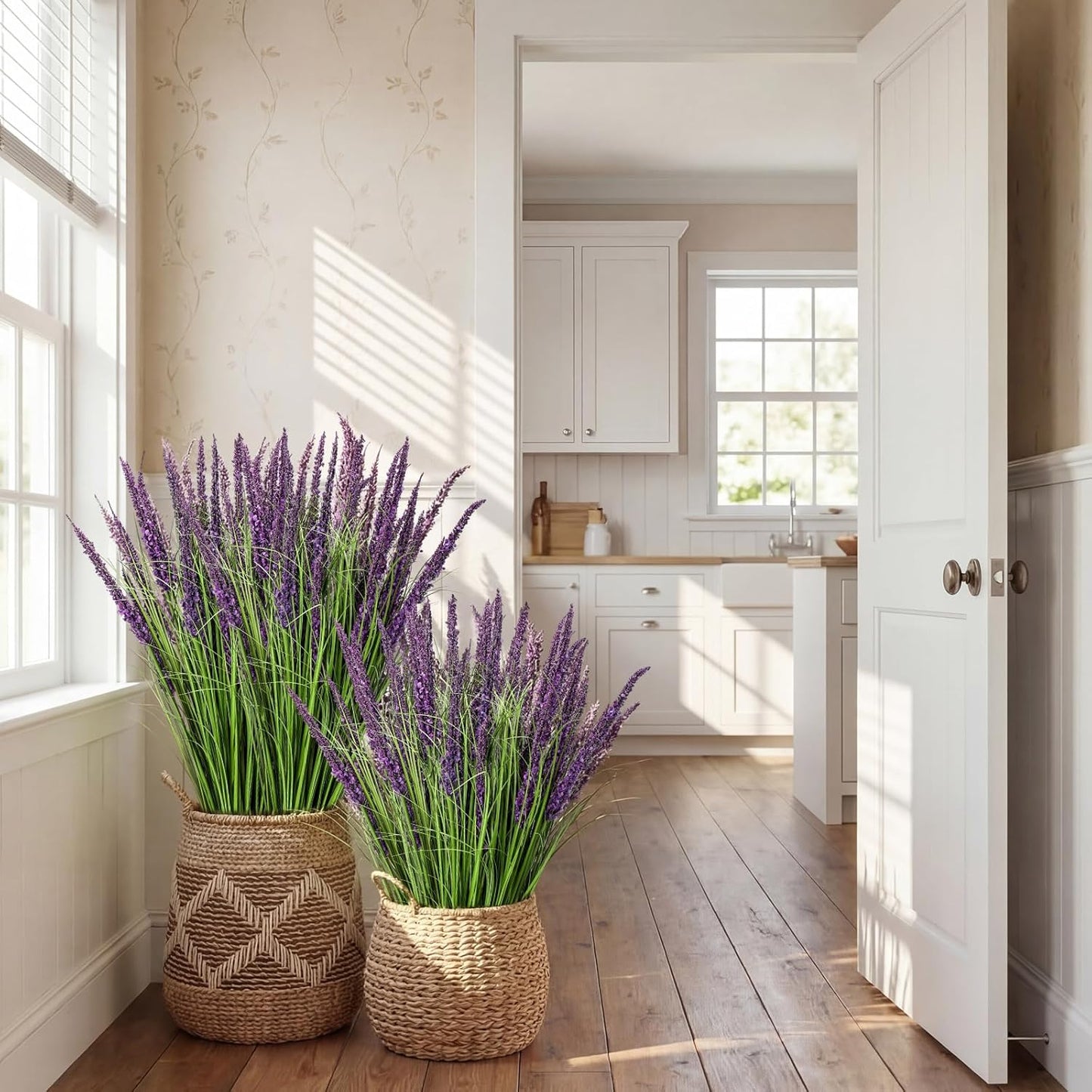 10 Pcs Artificial Lavender Outdoor 31.5" Tall Faux Flowers Grass Stems UV Resistant Fake Outdoor Plants for Porch Planter Garden Patio Front Door Home Wedding Decor