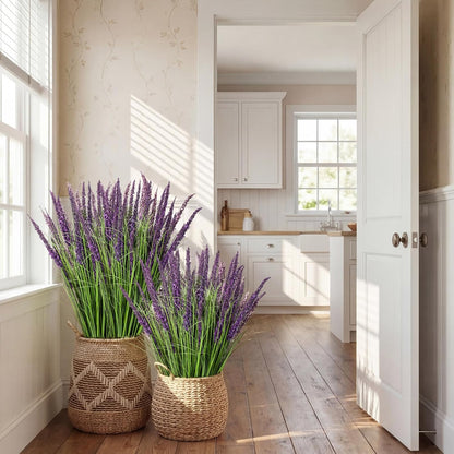 10 Pcs Artificial Lavender Outdoor 31.5" Tall Faux Flowers Grass Stems UV Resistant Fake Outdoor Plants for Porch Planter Garden Patio Front Door Home Wedding Decor