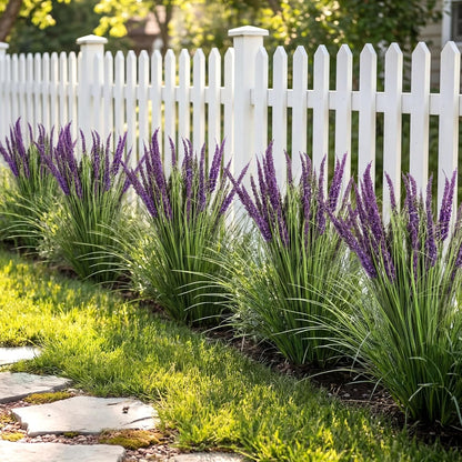 10 Pcs Artificial Lavender Outdoor 31.5" Tall Faux Flowers Grass Stems UV Resistant Fake Outdoor Plants for Porch Planter Garden Patio Front Door Home Wedding Decor