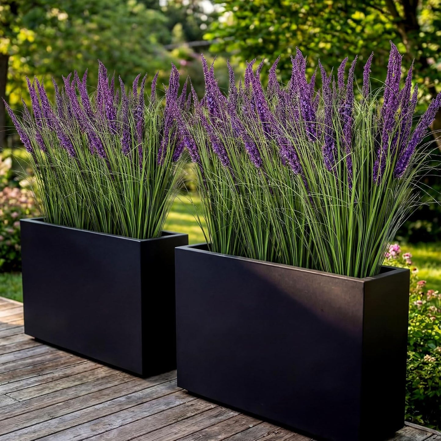 10 Pcs Artificial Lavender Outdoor 31.5" Tall Faux Flowers Grass Stems UV Resistant Fake Outdoor Plants for Porch Planter Garden Patio Front Door Home Wedding Decor