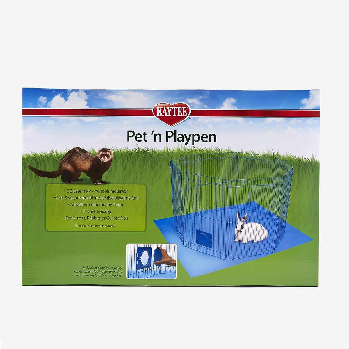 Pet-N-Playpen with Mat for Pet Rabbits, Guinea Pigs, Ferrets or Other Small Animals