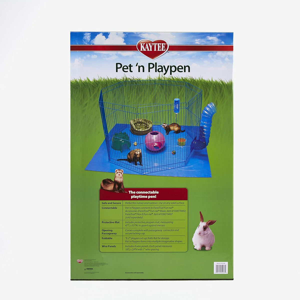 Pet-N-Playpen with Mat for Pet Rabbits, Guinea Pigs, Ferrets or Other Small Animals