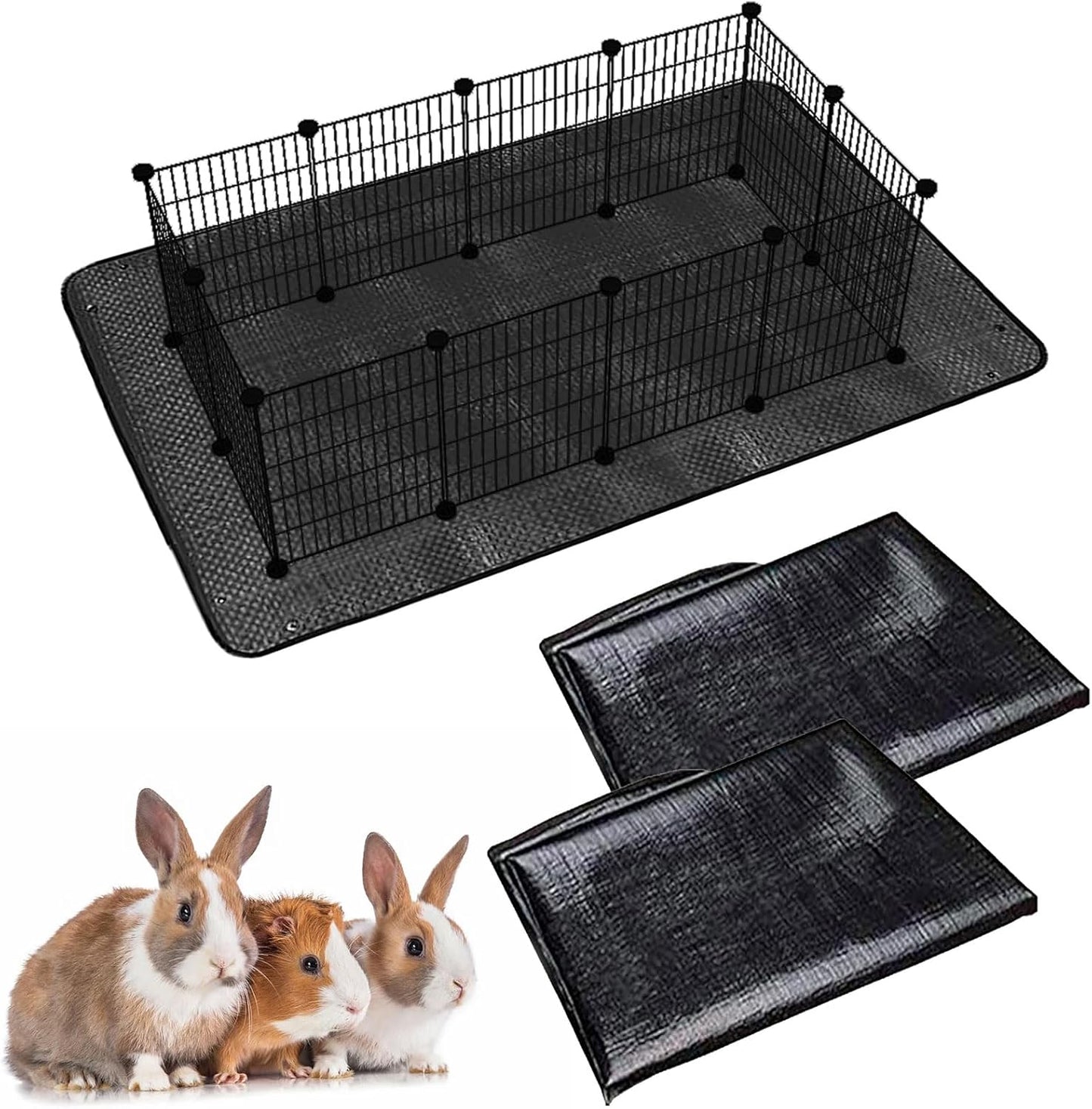 Waterproof Pet Playpen Mat 59"x39" (Black) – Washable and Reusable Cage Liner Tarp for Rabbit, Guinea Pig, Ferret, and Small Animal Habitat Protection