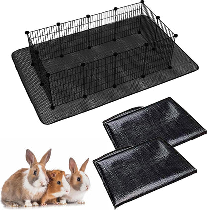 Waterproof Pet Playpen Mat 59"x39" (Black) – Washable and Reusable Cage Liner Tarp for Rabbit, Guinea Pig, Ferret, and Small Animal Habitat Protection