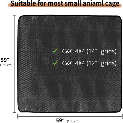 Waterproof Pet Playpen Mat 59"x39" (Black) – Washable and Reusable Cage Liner Tarp for Rabbit, Guinea Pig, Ferret, and Small Animal Habitat Protection