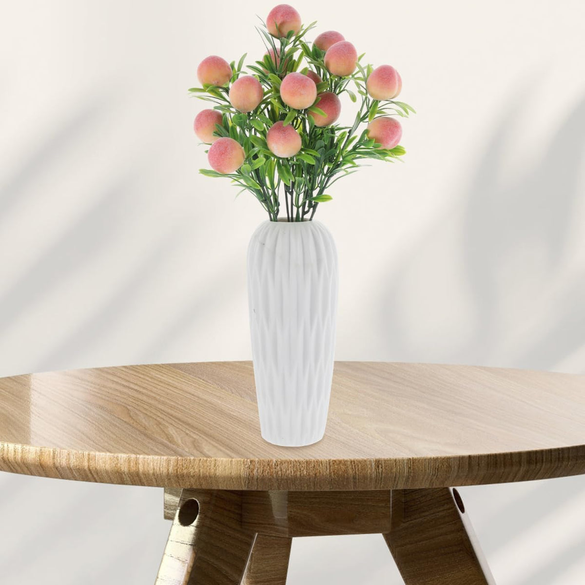 Artificial Peach Branches 2 Pcs Faux Peach Stems with Pink Flowers for Home Decor Vase Fillers Floral Arrangements Party Decorations 12.79X3.94X3.94 Inches