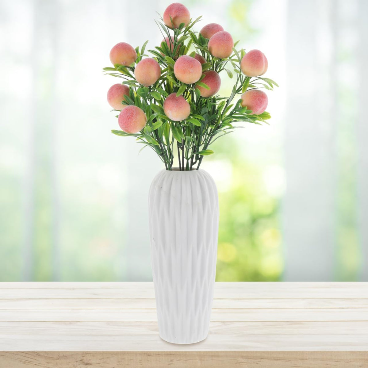 Artificial Peach Branches 2 Pcs Faux Peach Stems with Pink Flowers for Home Decor Vase Fillers Floral Arrangements Party Decorations 12.79X3.94X3.94 Inches