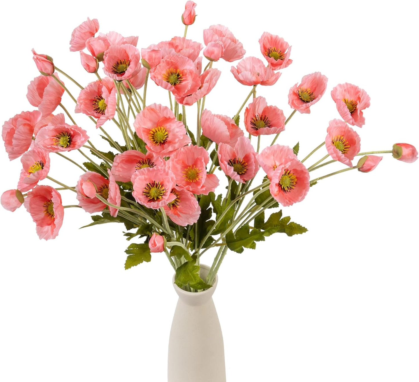 22.4" Realistic Artificial Silk Poppy Flowers Stems (12, Red) | 12-pack 22.4" realistic artificial silk poppy flowers. Silk petals perfect for romantic gifts & holiday tributes.