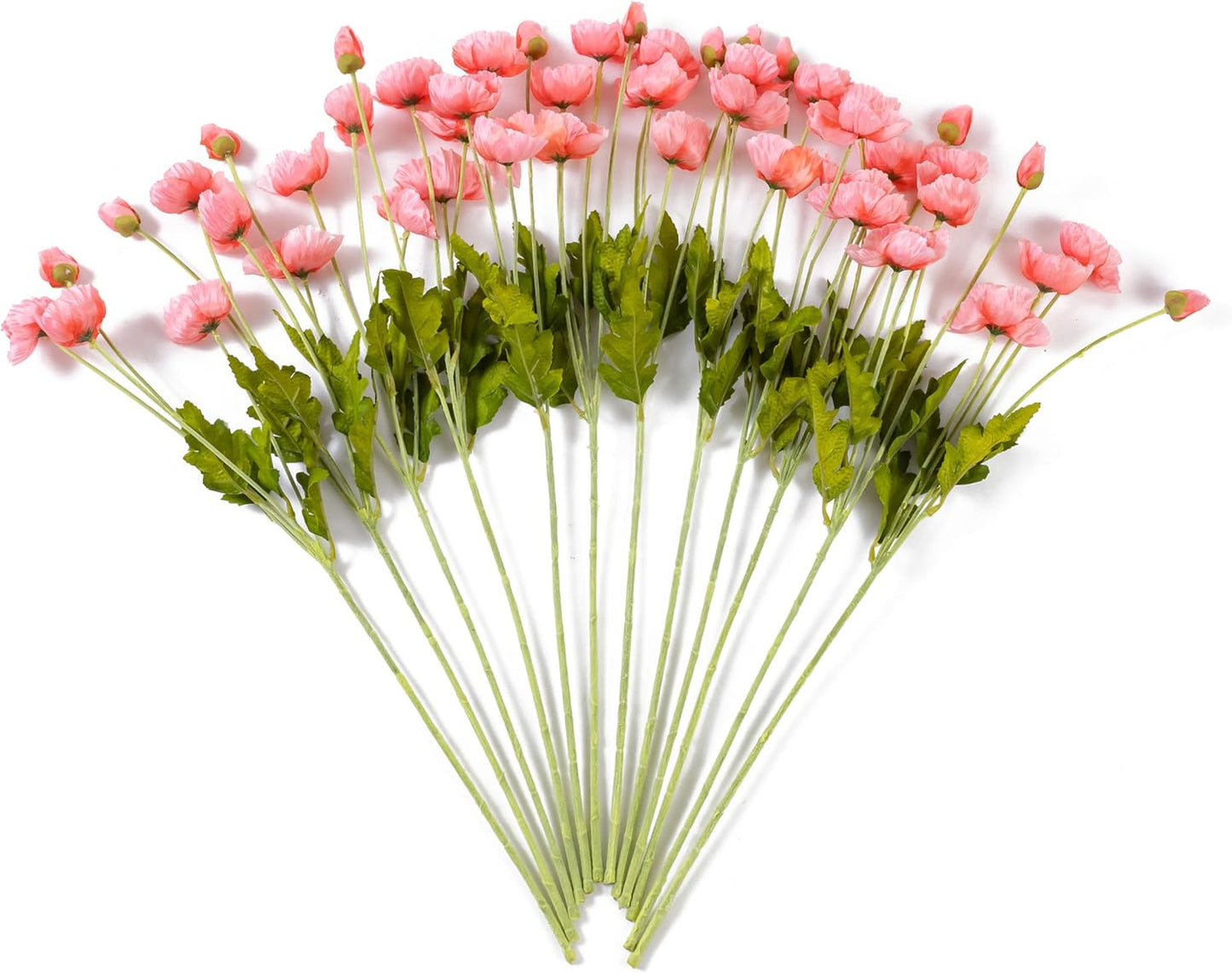 22.4" Realistic Artificial Silk Poppy Flowers Stems (12, Red) | 12-pack 22.4" realistic artificial silk poppy flowers. Silk petals perfect for romantic gifts & holiday tributes.