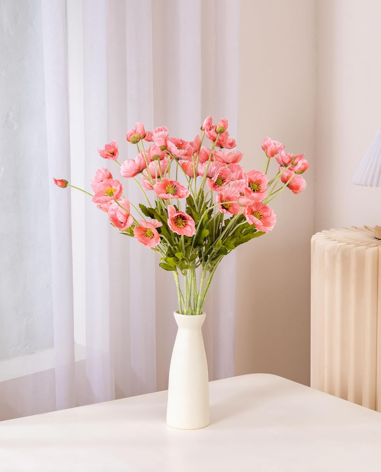 22.4" Realistic Artificial Silk Poppy Flowers Stems (12, Red) | 12-pack 22.4" realistic artificial silk poppy flowers. Silk petals perfect for romantic gifts & holiday tributes.