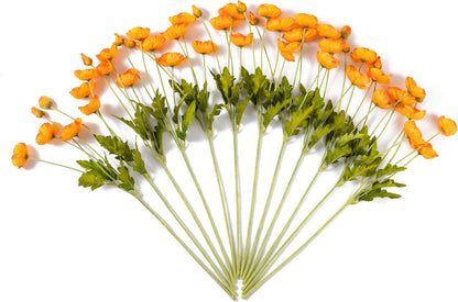 22.4" Realistic Artificial Silk Poppy Flowers Stems (12, Red) | 12-pack 22.4" realistic artificial silk poppy flowers. Silk petals perfect for romantic gifts & holiday tributes.