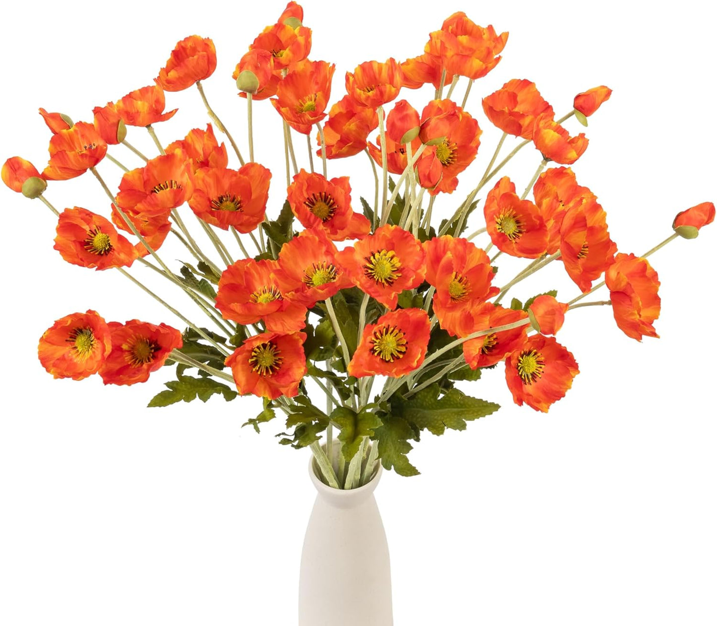 22.4" Realistic Artificial Silk Poppy Flowers Stems (12, Red) | 12-pack 22.4" realistic artificial silk poppy flowers. Silk petals perfect for romantic gifts & holiday tributes.
