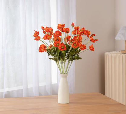 22.4" Realistic Artificial Silk Poppy Flowers Stems (12, Red) | 12-pack 22.4" realistic artificial silk poppy flowers. Silk petals perfect for romantic gifts & holiday tributes.