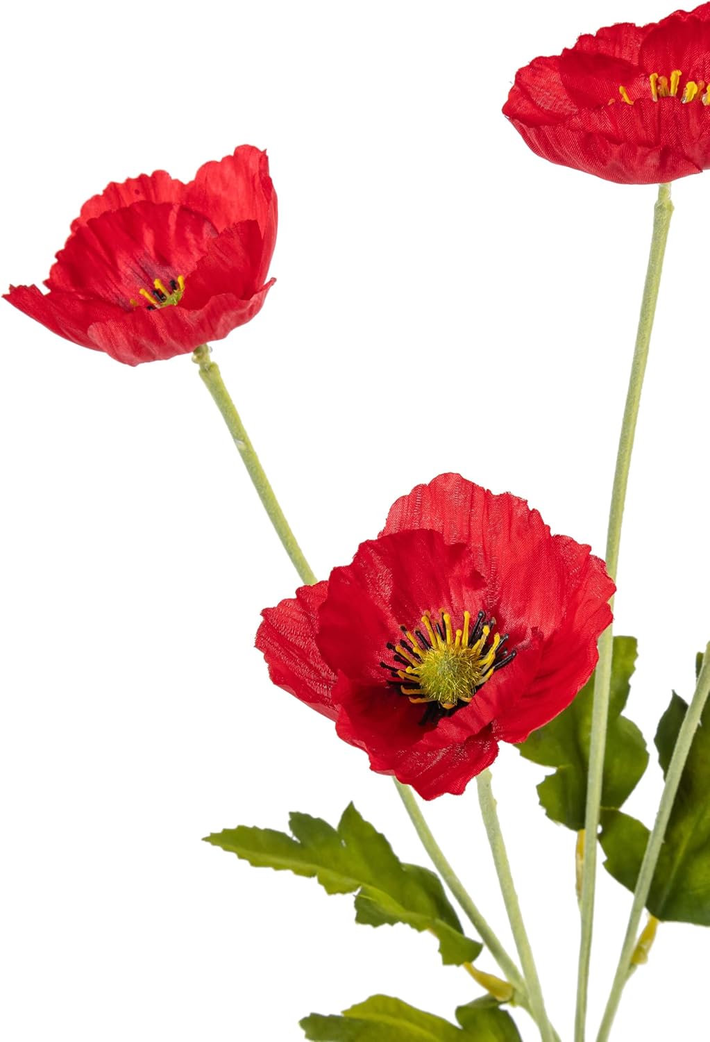 22.4" Realistic Artificial Silk Poppy Flowers Stems (12, Red) | 12-pack 22.4" realistic artificial silk poppy flowers. Silk petals perfect for romantic gifts & holiday tributes.