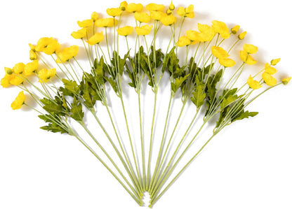 22.4" Realistic Artificial Silk Poppy Flowers Stems (12, Red) | 12-pack 22.4" realistic artificial silk poppy flowers. Silk petals perfect for romantic gifts & holiday tributes.