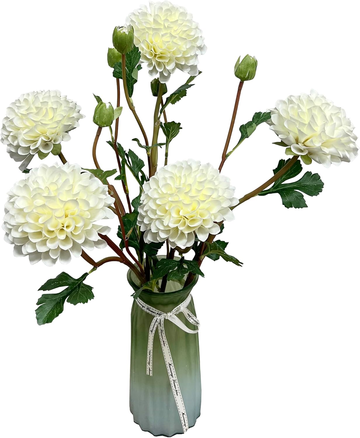 Pink Dahlia Artificial Flowers Faux Dahlias Silk Flower for Home Decor | Handmade 1:1 autumn pink dahlia, 5 pcs silk artificial flowers for decoration , 24'in long stem, 6.3 inch large heads.