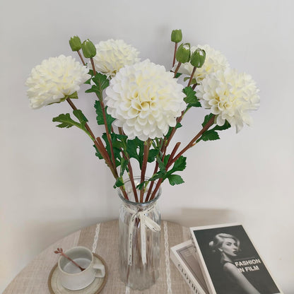 Pink Dahlia Artificial Flowers Faux Dahlias Silk Flower for Home Decor | Handmade 1:1 autumn pink dahlia, 5 pcs silk artificial flowers for decoration , 24'in long stem, 6.3 inch large heads.
