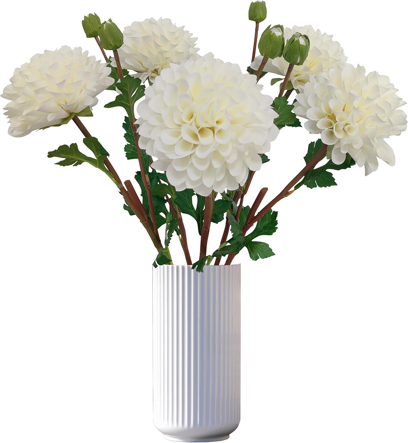 Pink Dahlia Artificial Flowers Faux Dahlias Silk Flower for Home Decor | Handmade 1:1 autumn pink dahlia, 5 pcs silk artificial flowers for decoration , 24'in long stem, 6.3 inch large heads.