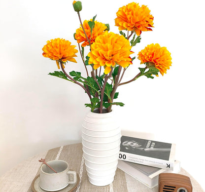 Pink Dahlia Artificial Flowers Faux Dahlias Silk Flower for Home Decor | Handmade 1:1 autumn pink dahlia, 5 pcs silk artificial flowers for decoration , 24'in long stem, 6.3 inch large heads.