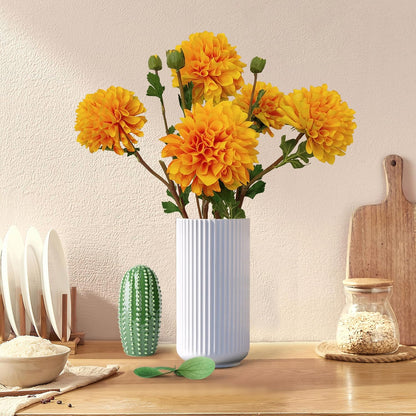 Pink Dahlia Artificial Flowers Faux Dahlias Silk Flower for Home Decor | Handmade 1:1 autumn pink dahlia, 5 pcs silk artificial flowers for decoration , 24'in long stem, 6.3 inch large heads.